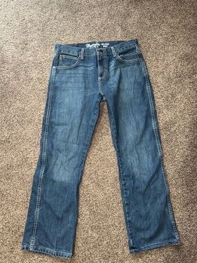 Wrangler Blue Denim Jeans with Contrast Topstitching